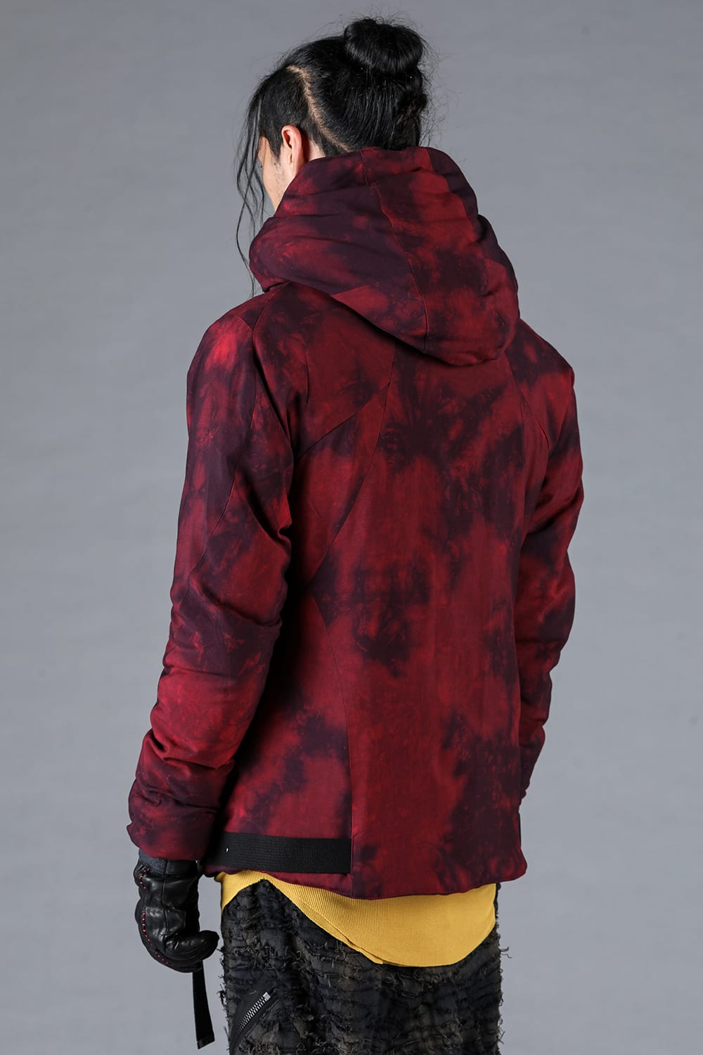 Rayon Twill W Zip Hooded Down Jacket Red