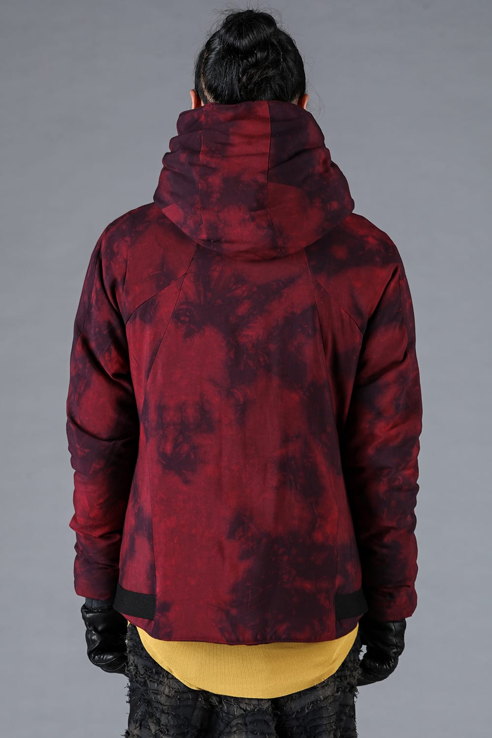 Rayon Twill W Zip Hooded Down Jacket Red