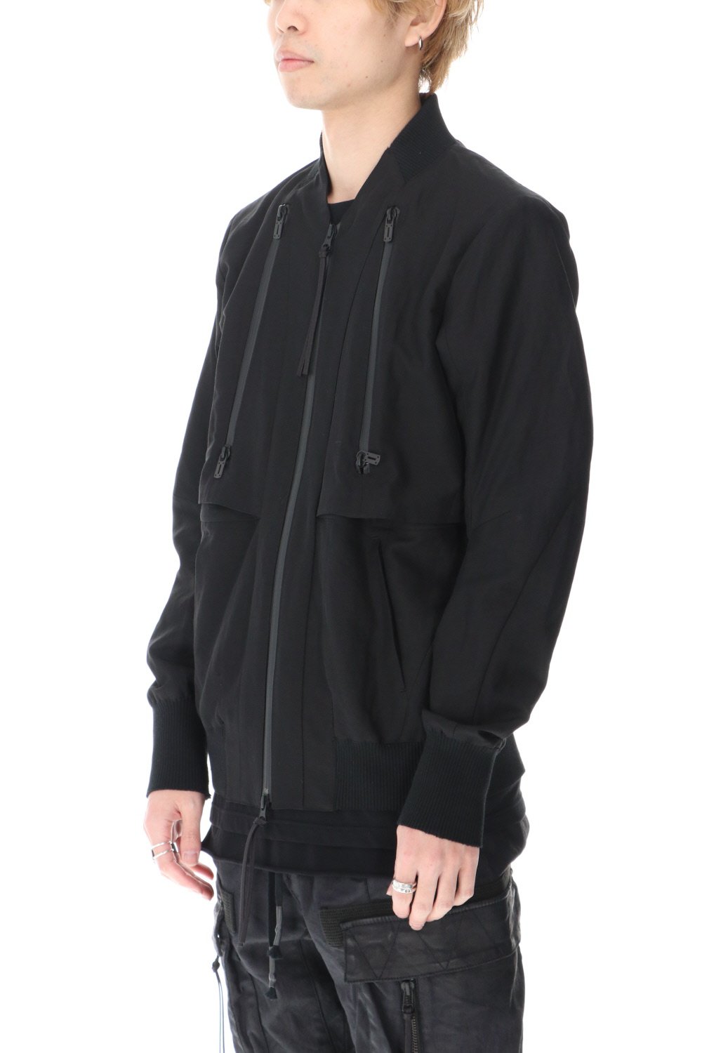 Dobby minimalist border bomber jacket