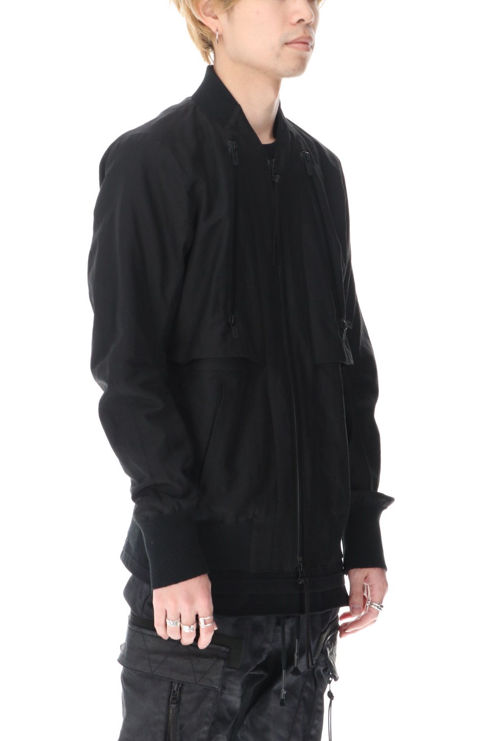 Dobby minimalist border bomber jacket