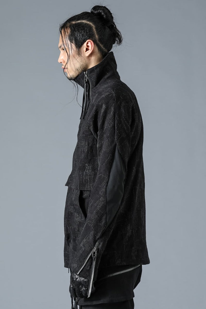 Silk x Wool x Cotton SCAB Jacquard High Neck Jacket Black