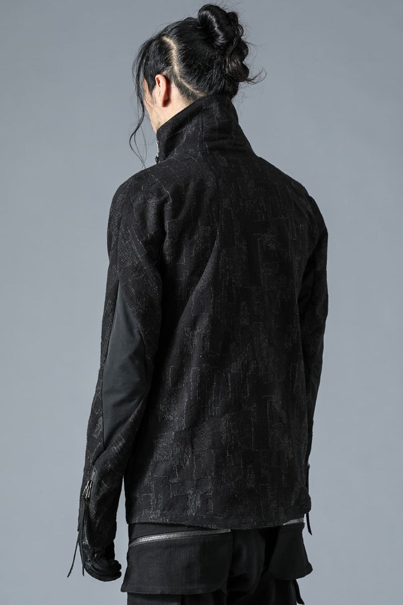 Silk x Wool x Cotton SCAB Jacquard High Neck Jacket Black