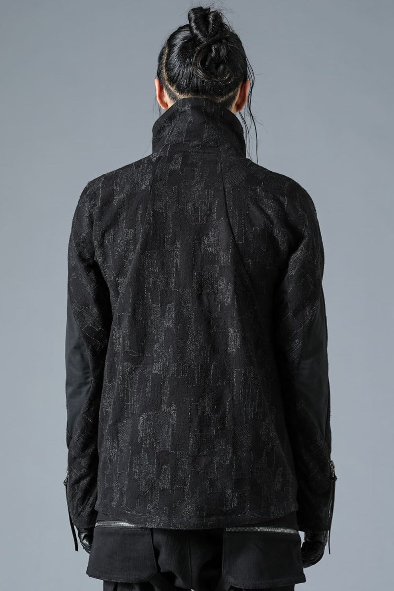 Silk x Wool x Cotton SCAB Jacquard High Neck Jacket Black