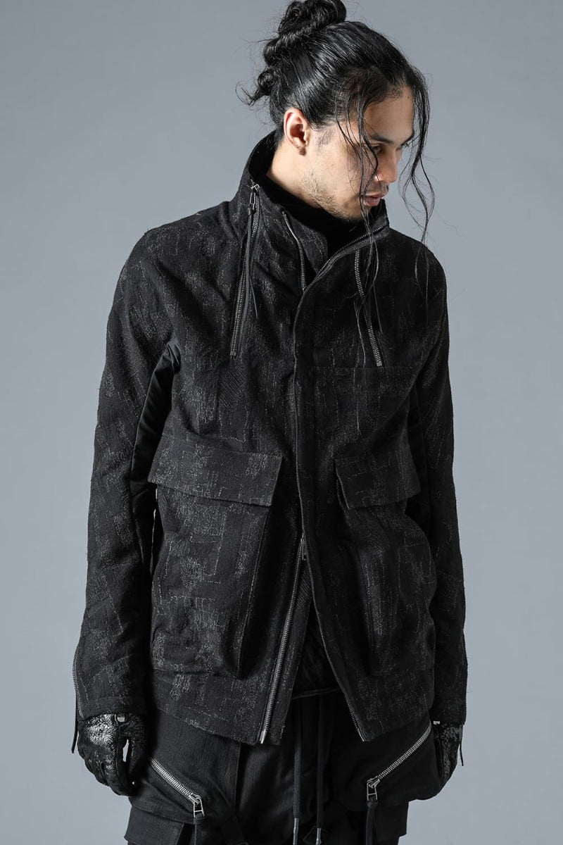 Silk x Wool x Cotton SCAB Jacquard High Neck Jacket Black