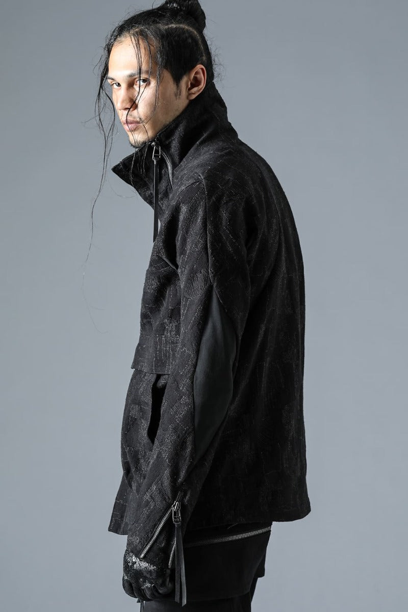 Silk x Wool x Cotton SCAB Jacquard High Neck Jacket Black