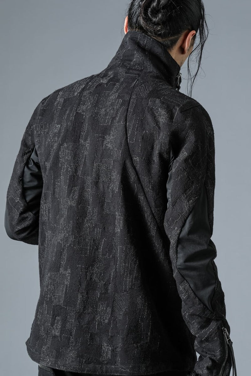 Silk x Wool x Cotton SCAB Jacquard High Neck Jacket Black