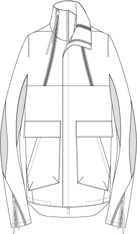 シルク×ウール×コットンSCABジャガードハイネックジャケット ブラック