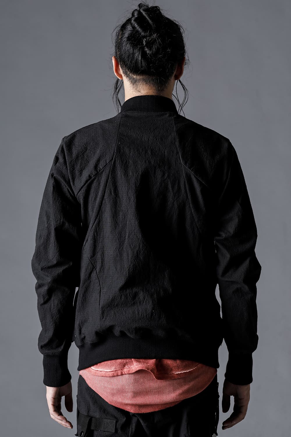 Dimple Washer Cotton Stretch Ripstop Bomber Jacket Black