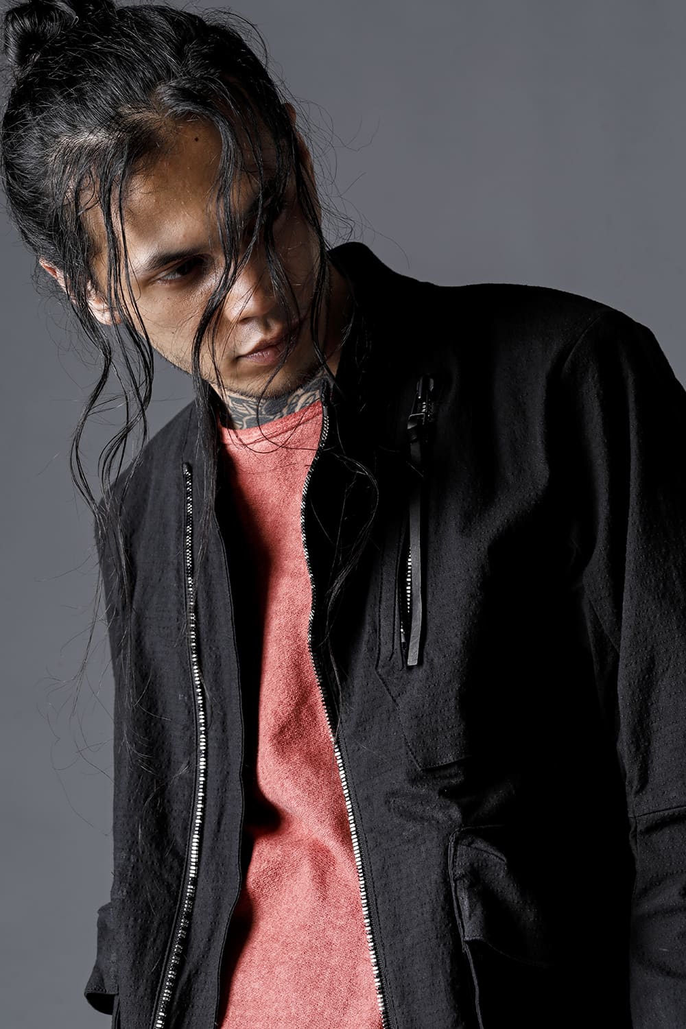 Dimple Washer Cotton Stretch Ripstop Bomber Jacket Black