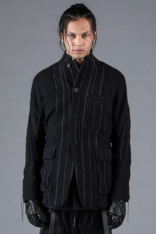 Wool Cotton Striped Combination Jacket