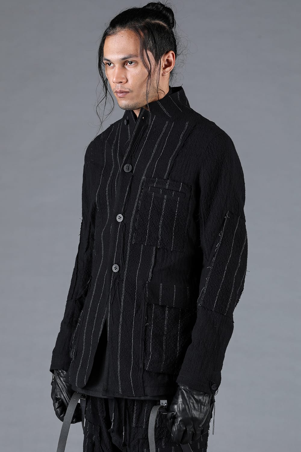 Wool Cotton Striped Combination Jacket