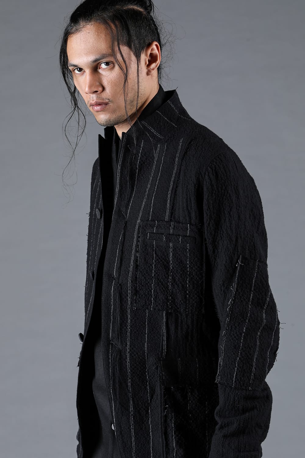 Wool Cotton Striped Combination Jacket