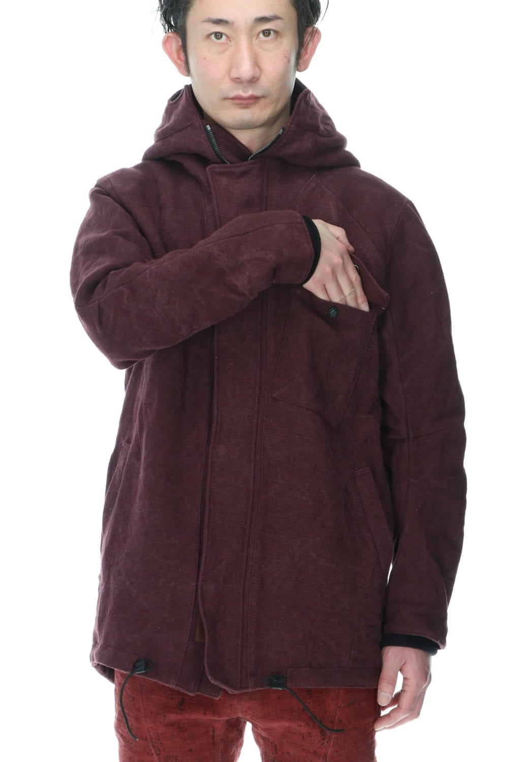 Jute x Cotton Military Twill Field Hood JKT Wine
