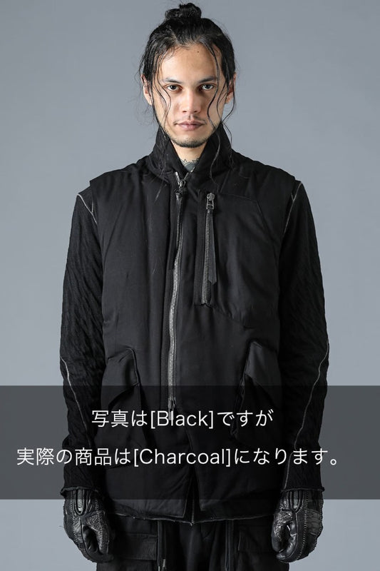 Rayon Twill White Goose Down Vest Charcoal