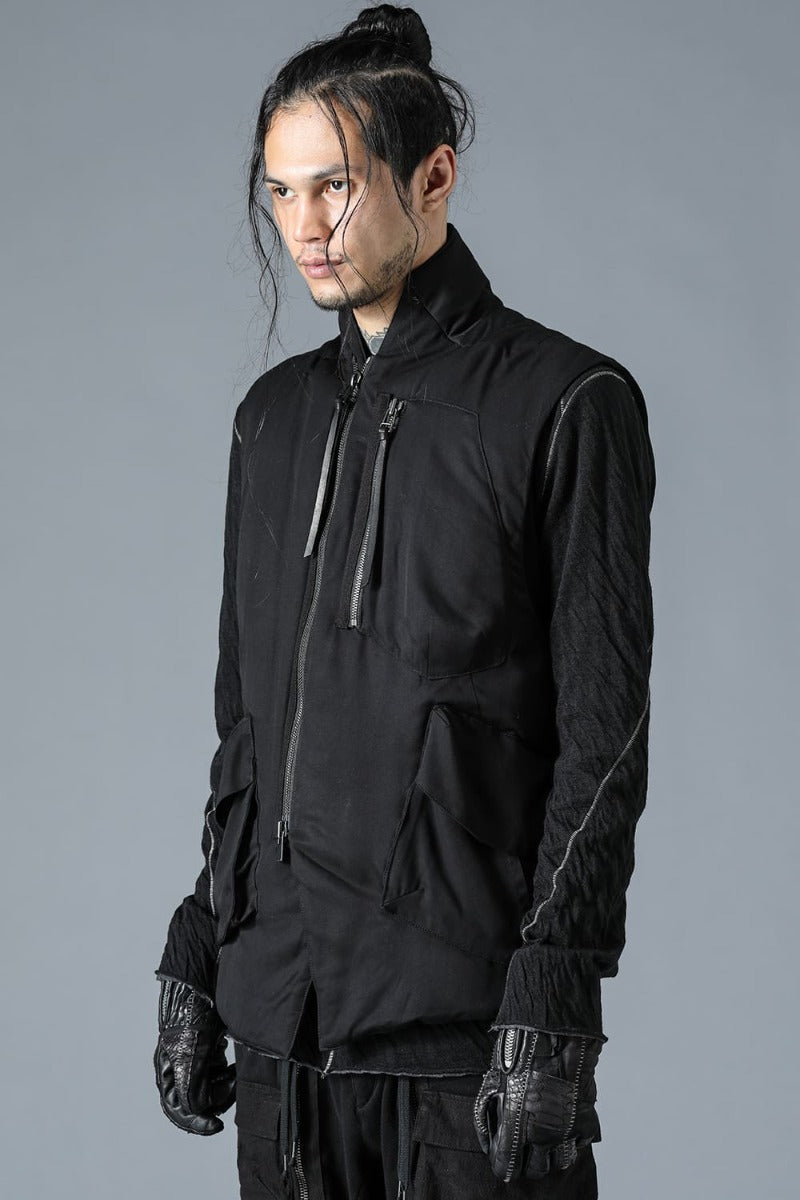 Rayon Twill White Goose Down Vest Charcoal