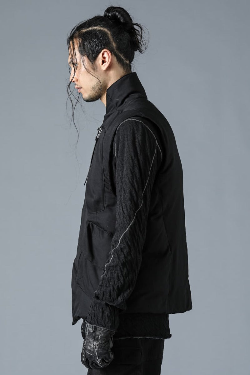 Rayon Twill White Goose Down Vest Black