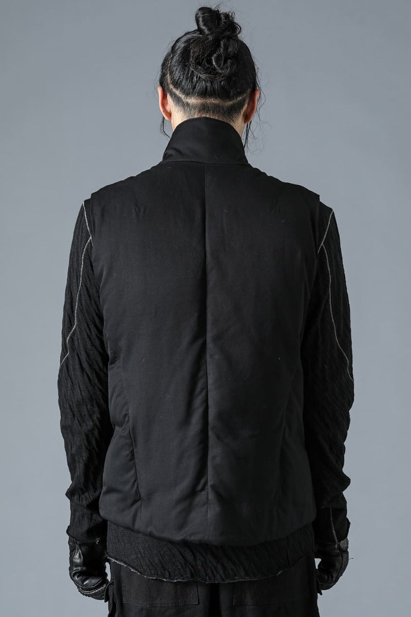 Rayon Twill White Goose Down Vest Black
