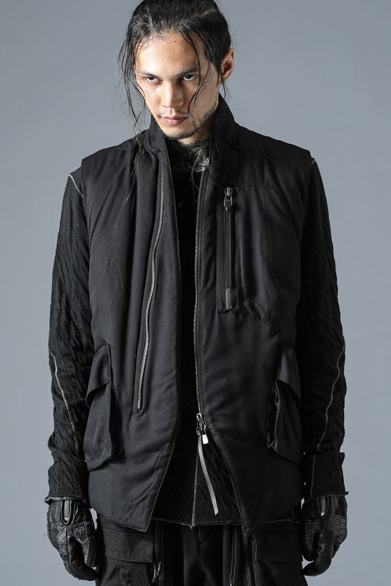 Rayon Twill White Goose Down Vest Black