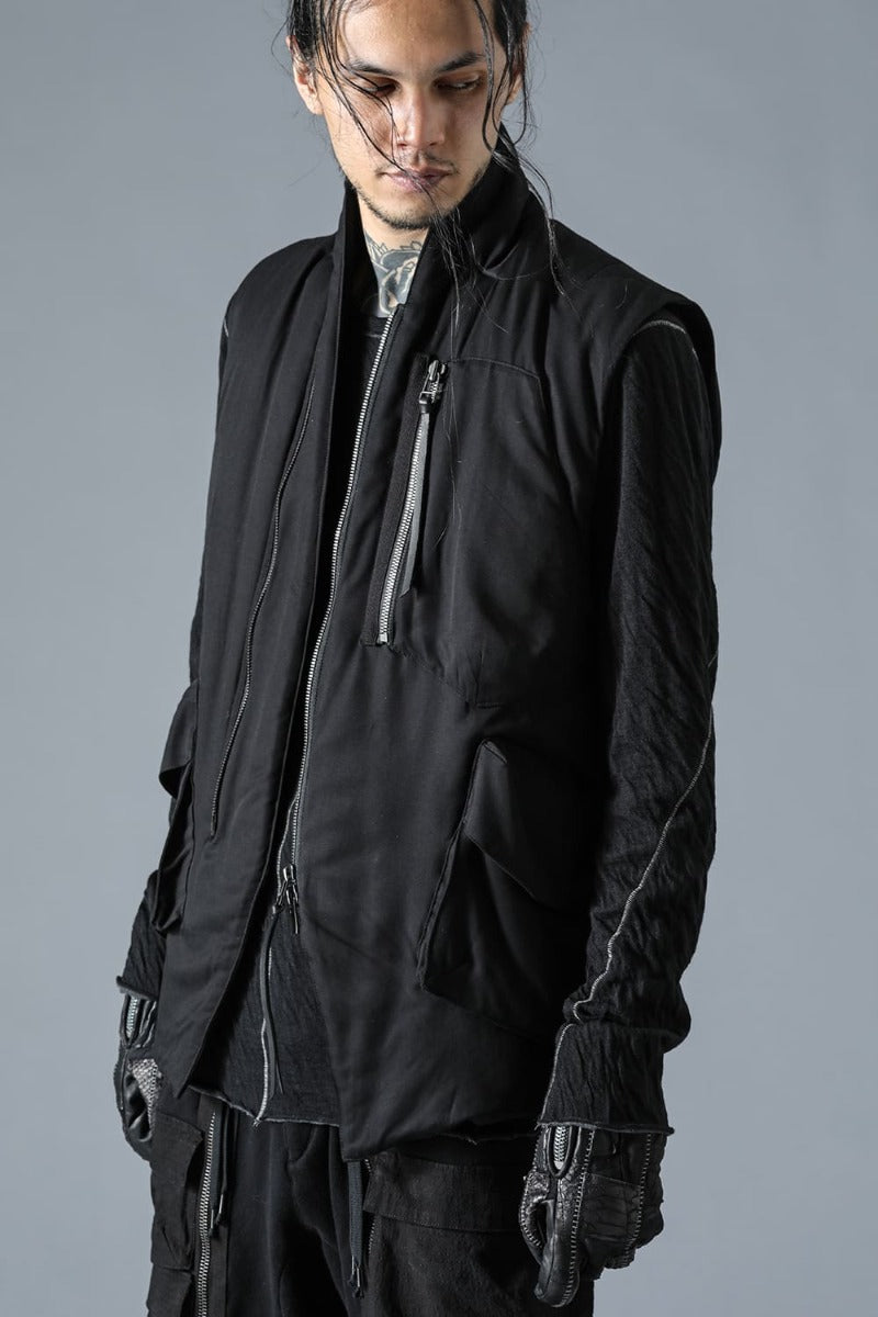 Rayon Twill White Goose Down Vest Black