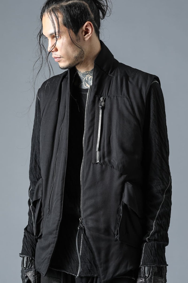 Rayon Twill White Goose Down Vest Black