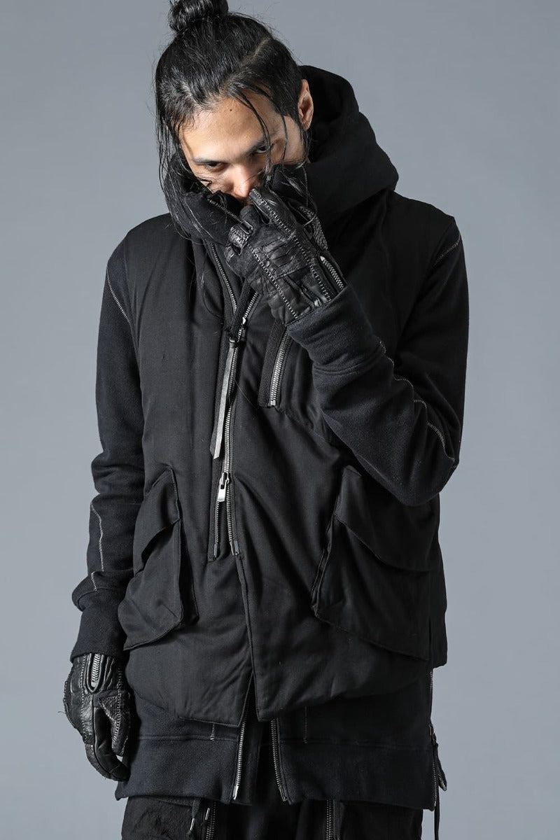 Rayon Twill White Goose Down Vest Black