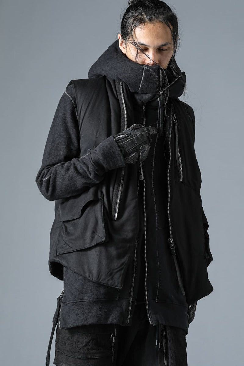 Rayon Twill White Goose Down Vest Black