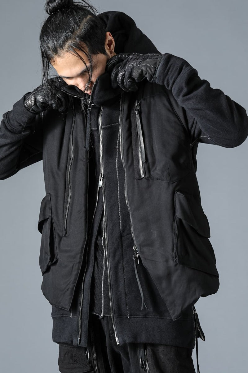 Rayon Twill White Goose Down Vest Charcoal