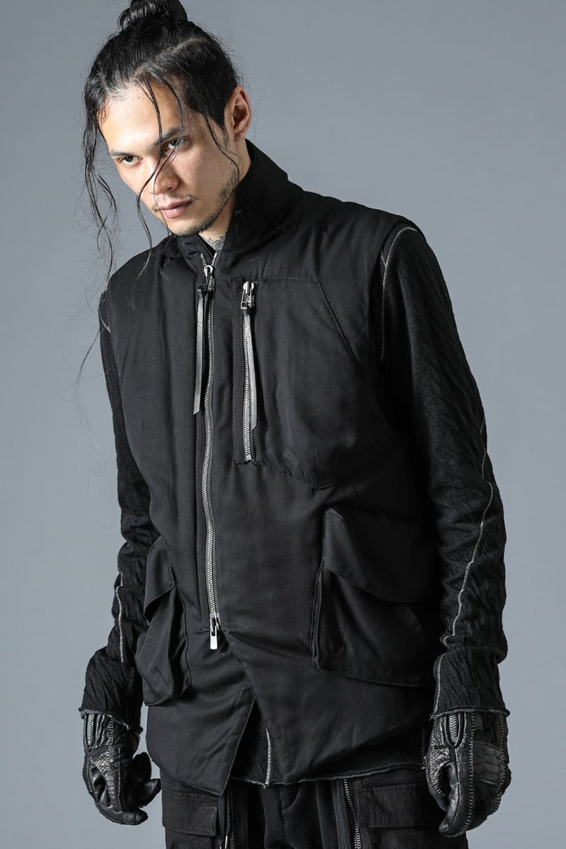 Rayon Twill White Goose Down Vest Black