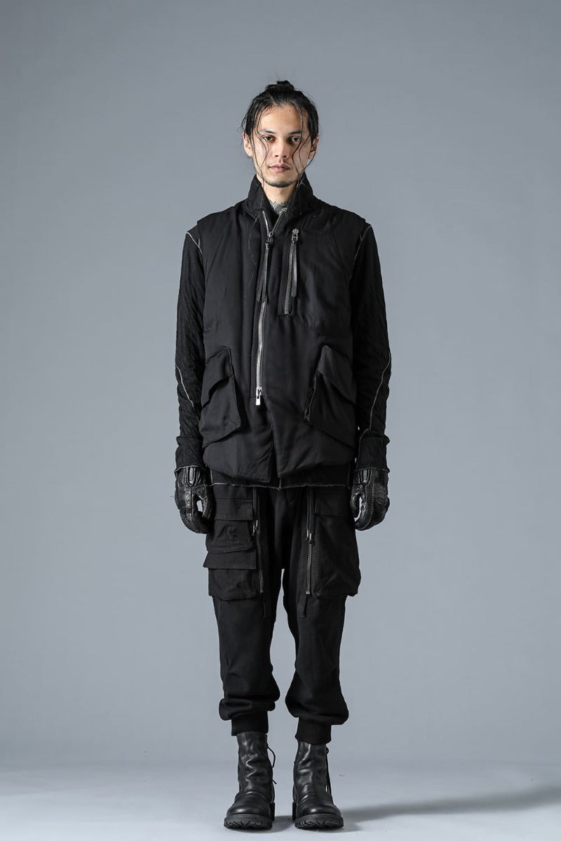 Rayon Twill White Goose Down Vest Black