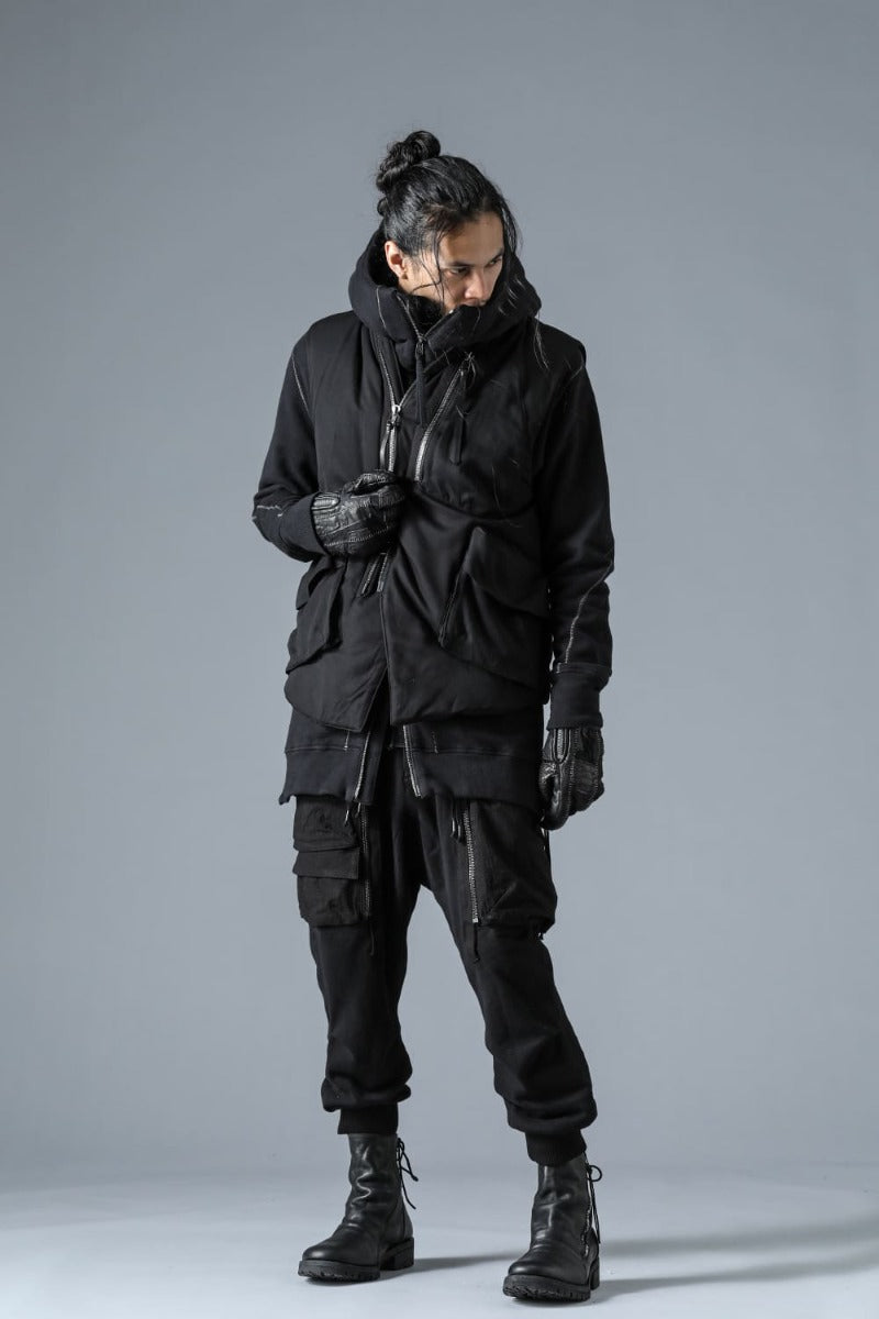 Rayon Twill White Goose Down Vest Charcoal