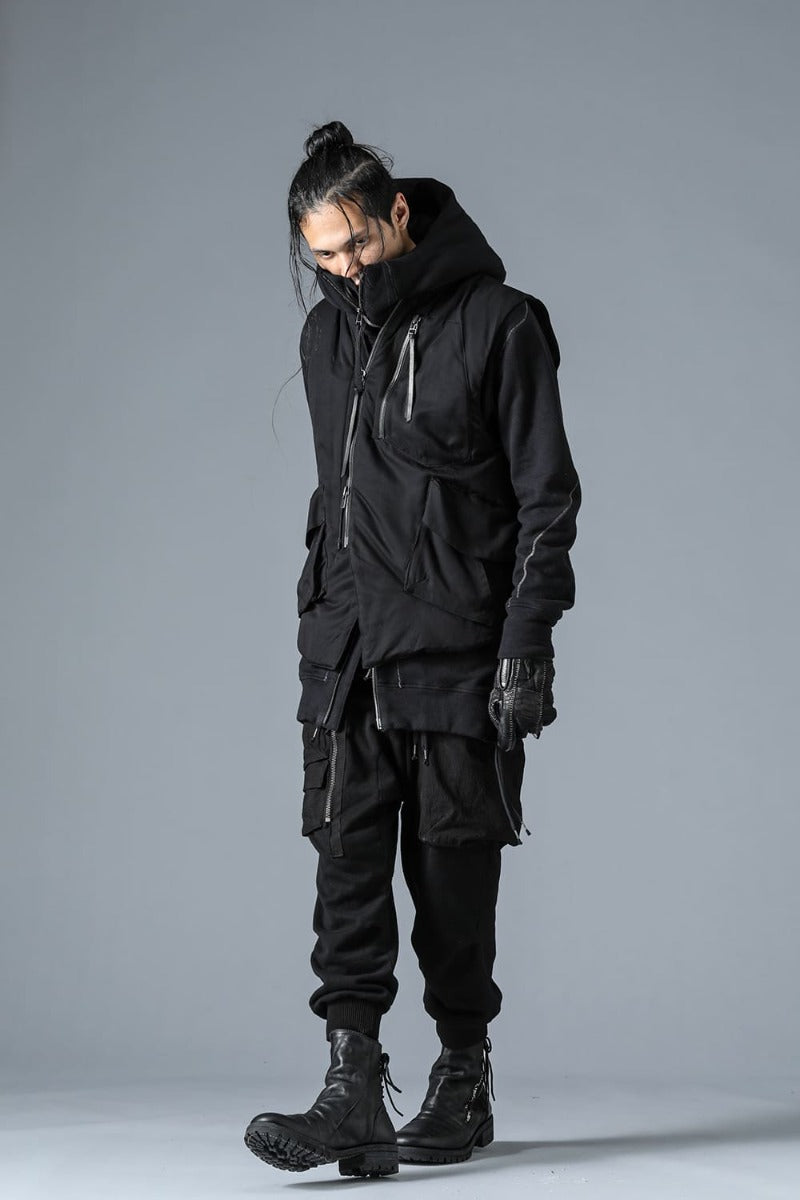 Rayon Twill White Goose Down Vest Charcoal