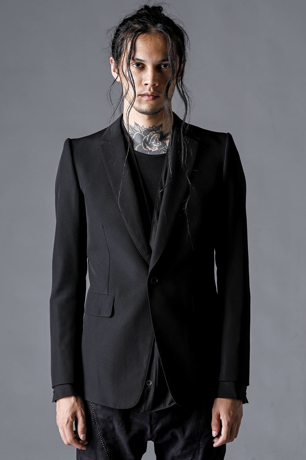 Summer Wool And Cupro-Washer Lawn Tailored Jacket Black