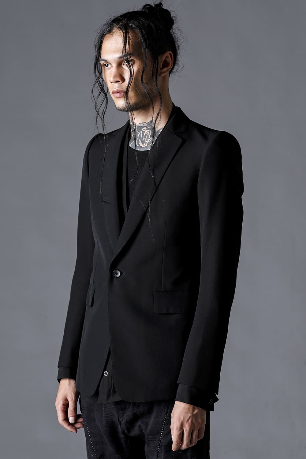 Summer Wool And Cupro-Washer Lawn Tailored Jacket Black