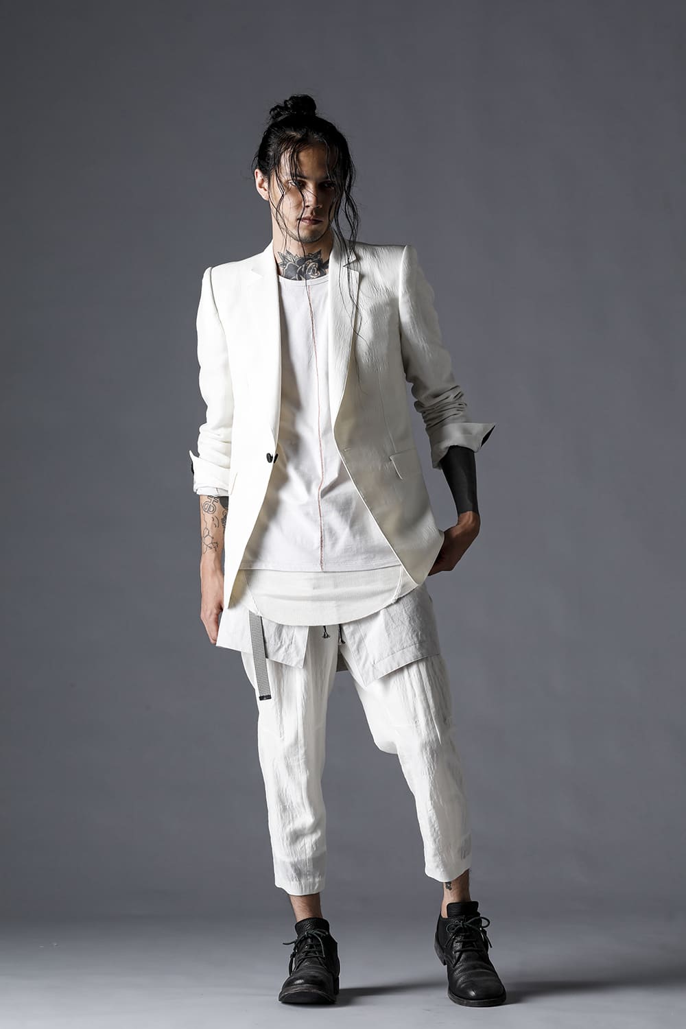 Summer Wool And Cupro-Washer Lawn Tailored Jacket Bone White