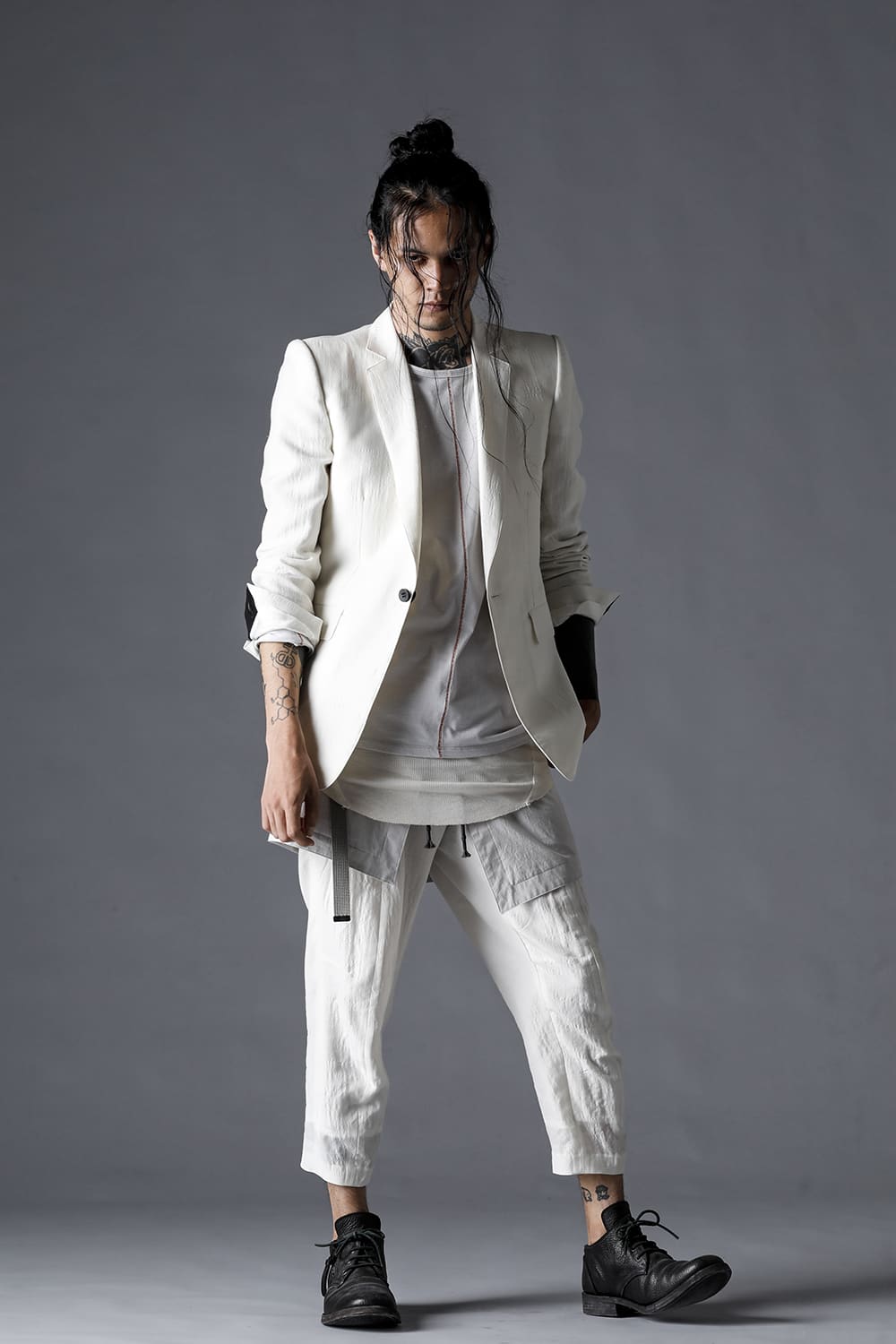 Summer Wool And Cupro-Washer Lawn Tailored Jacket Bone White