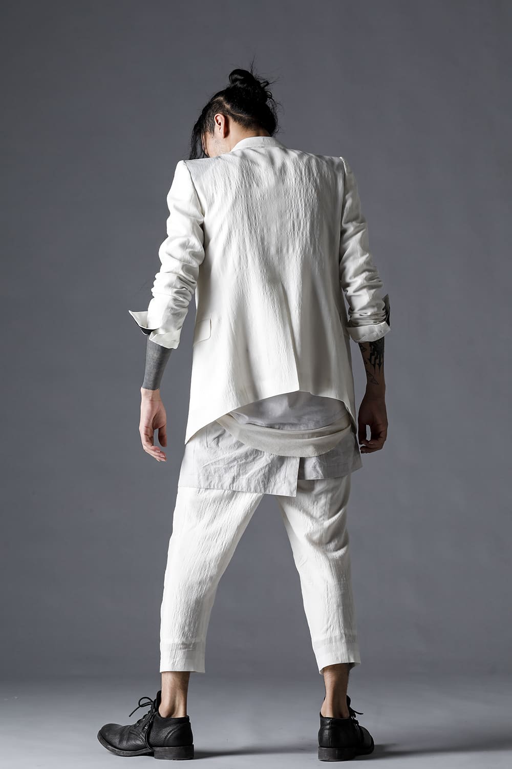 Summer Wool And Cupro-Washer Lawn Tailored Jacket Bone White