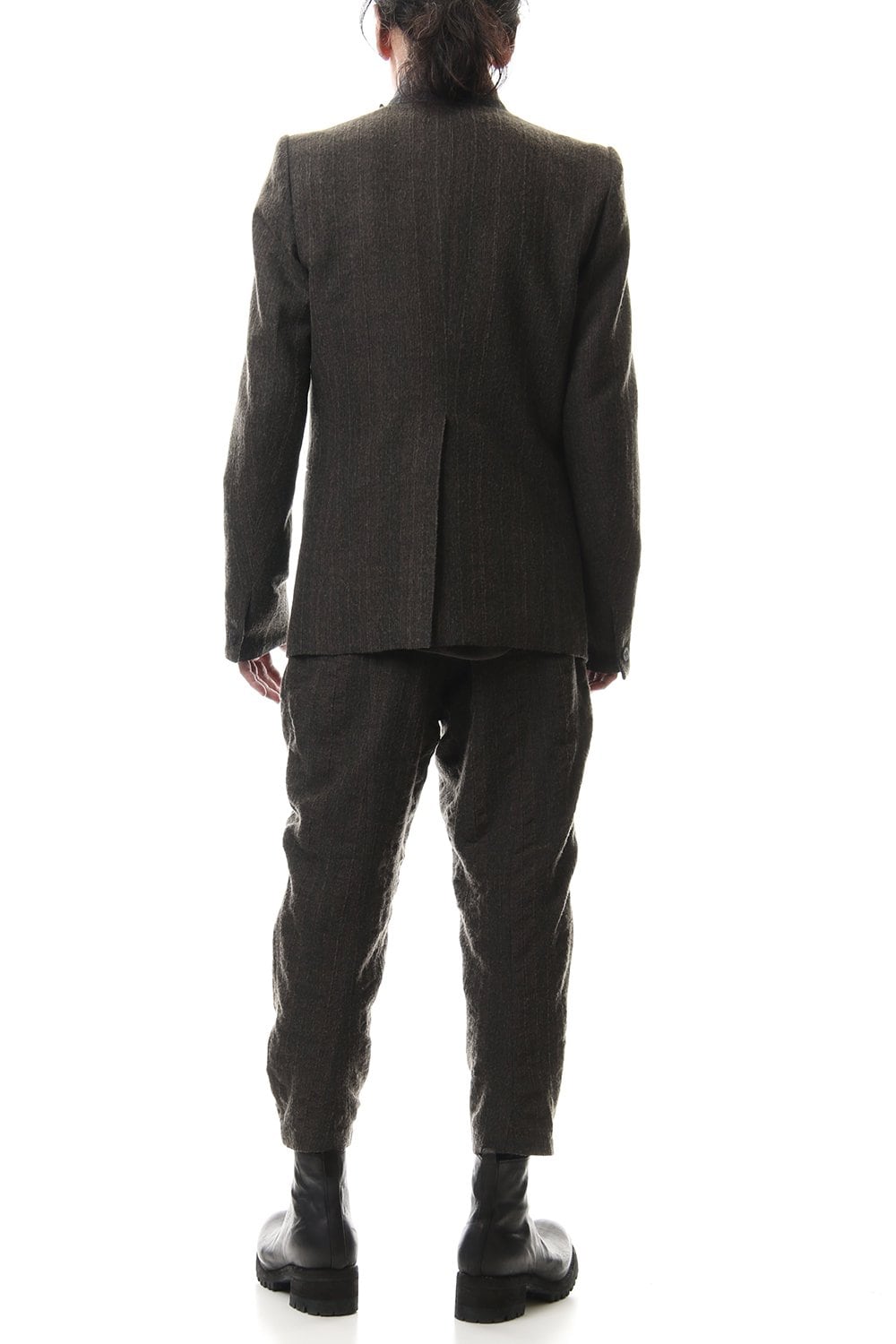 Wool Rayon Cotton Jacquard stripe Tailored jacket Black