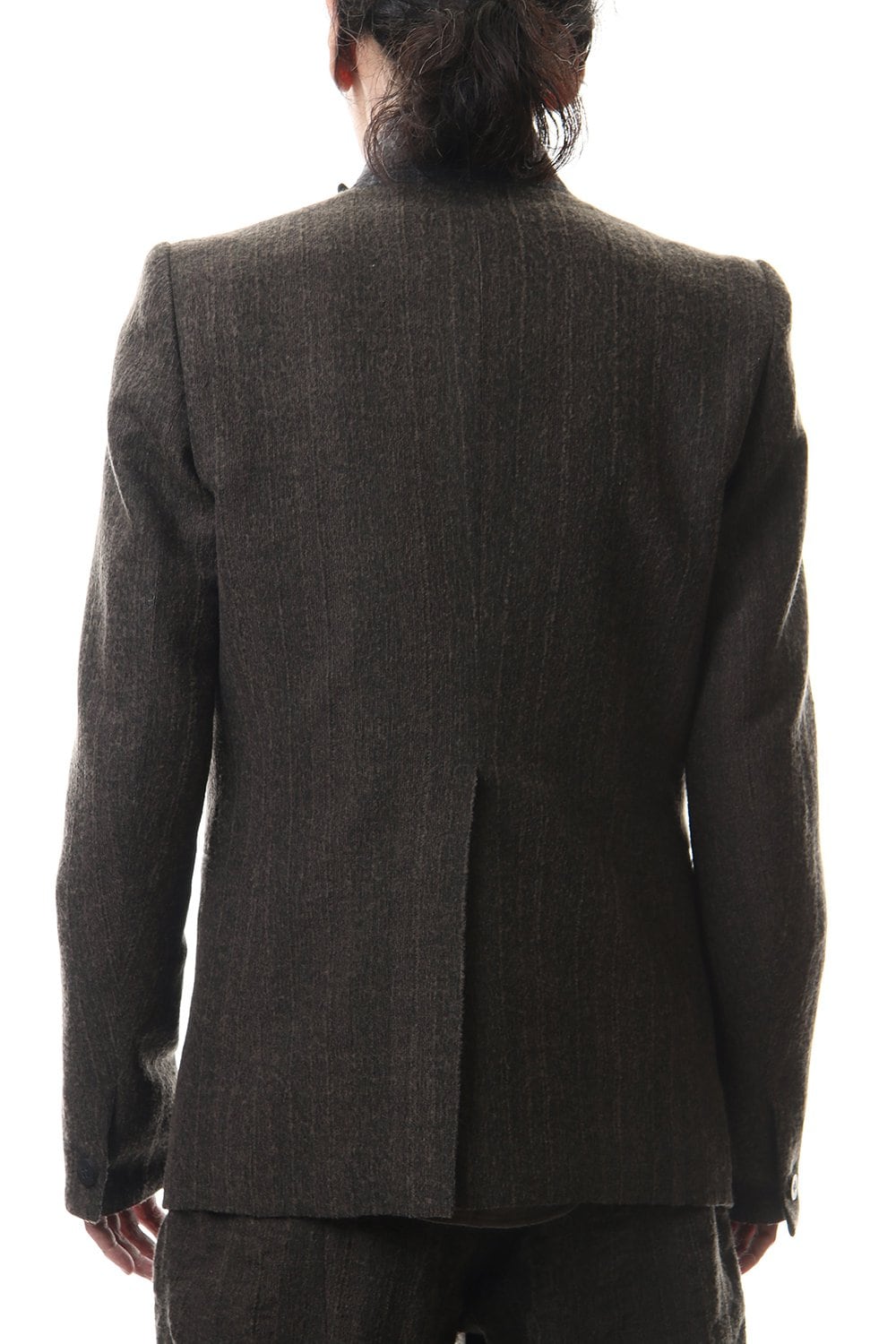 Wool Rayon Cotton Jacquard stripe Tailored jacket Black