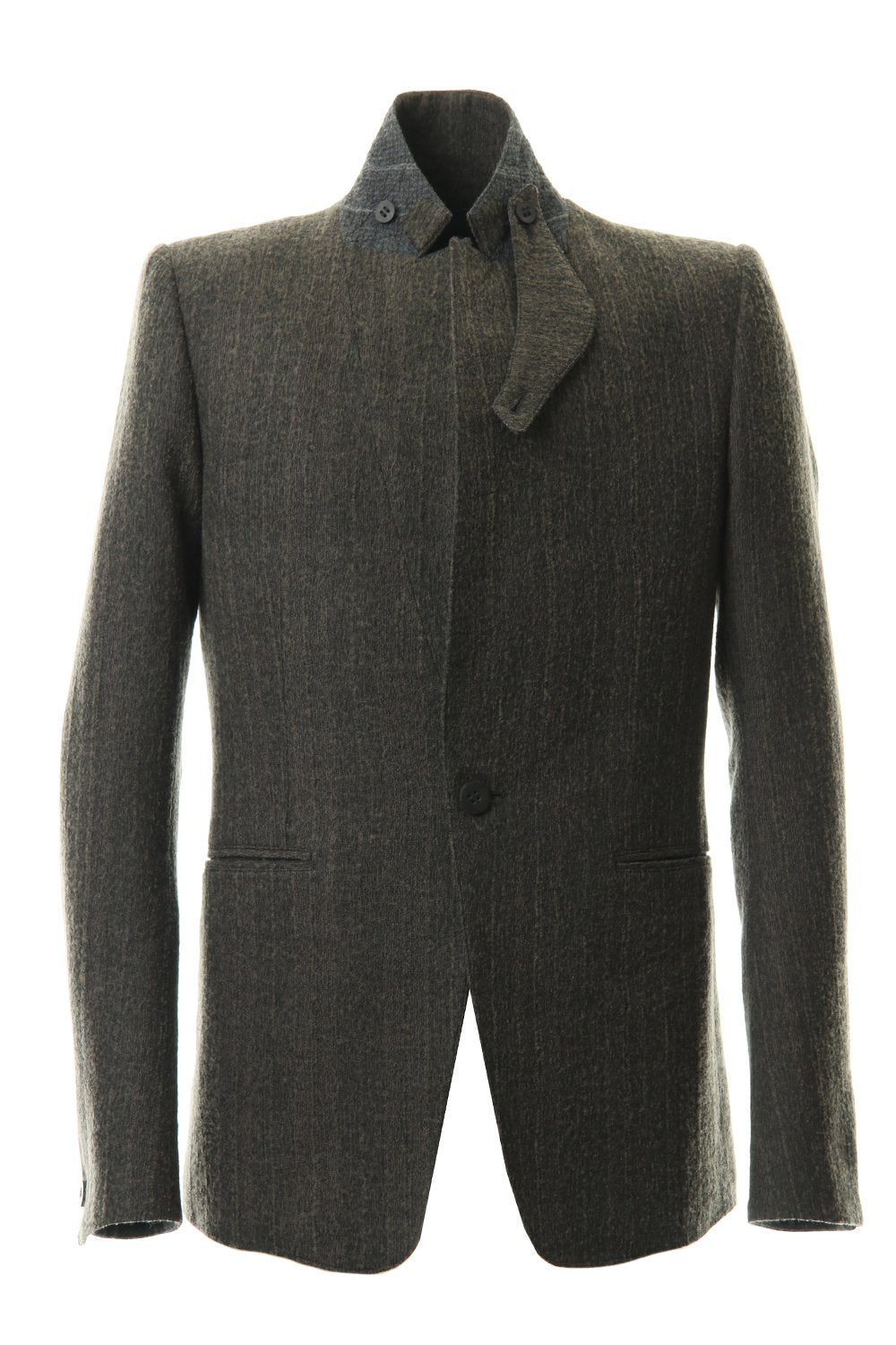 Wool Rayon Cotton Jacquard stripe Tailored jacket Khaki