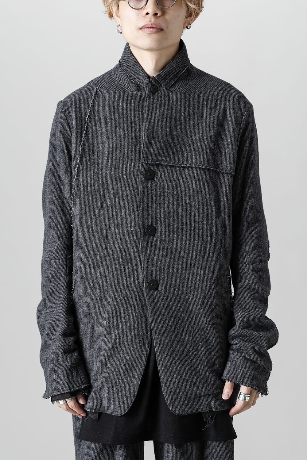 Minimal dobby stripe JKT Charcoal