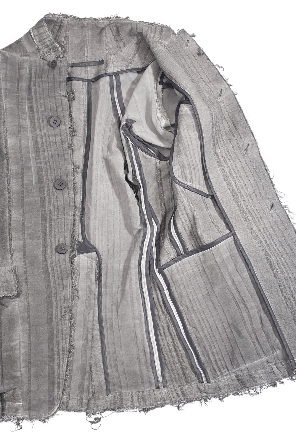 リネン×レーヨンジャガードストライプジャケット Charcoal