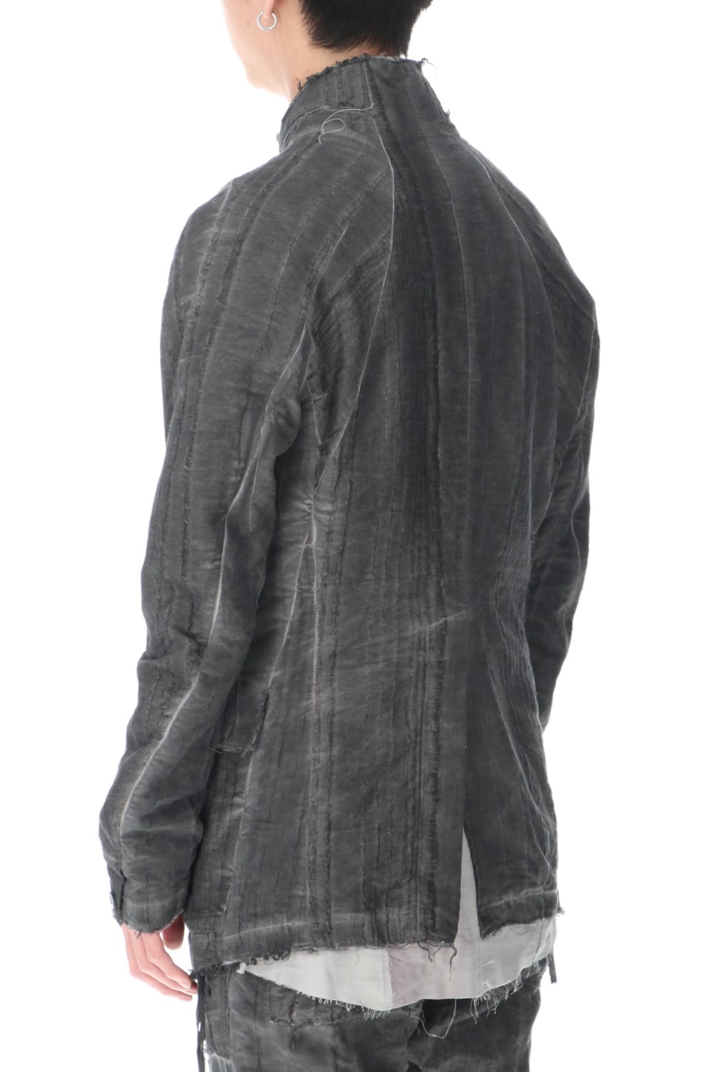 リネン×レーヨンジャガードストライプジャケット Charcoal