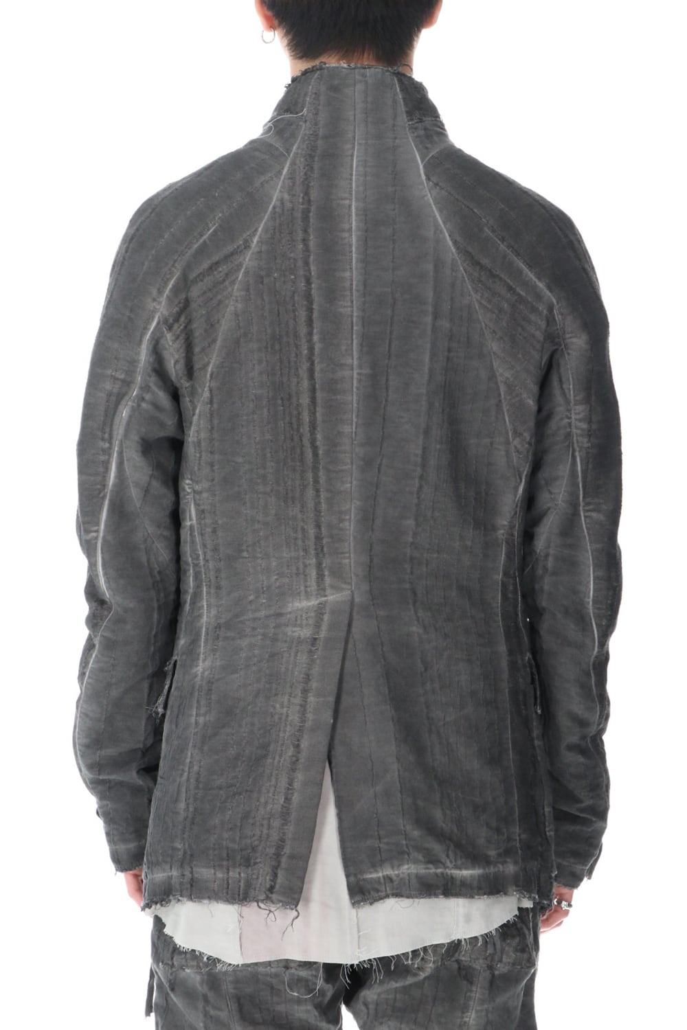 リネン×レーヨンジャガードストライプジャケット Charcoal