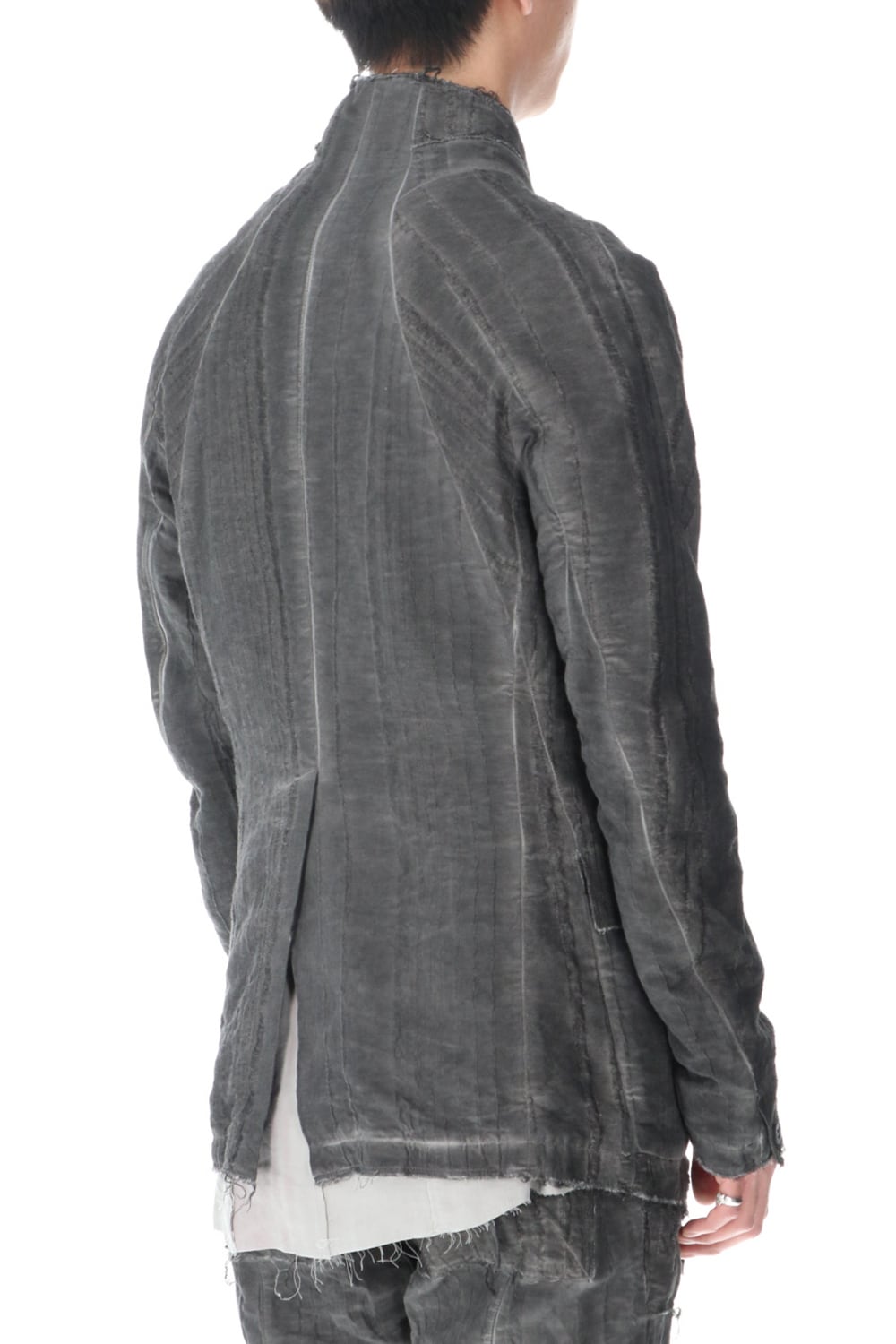 リネン×レーヨンジャガードストライプジャケット Charcoal