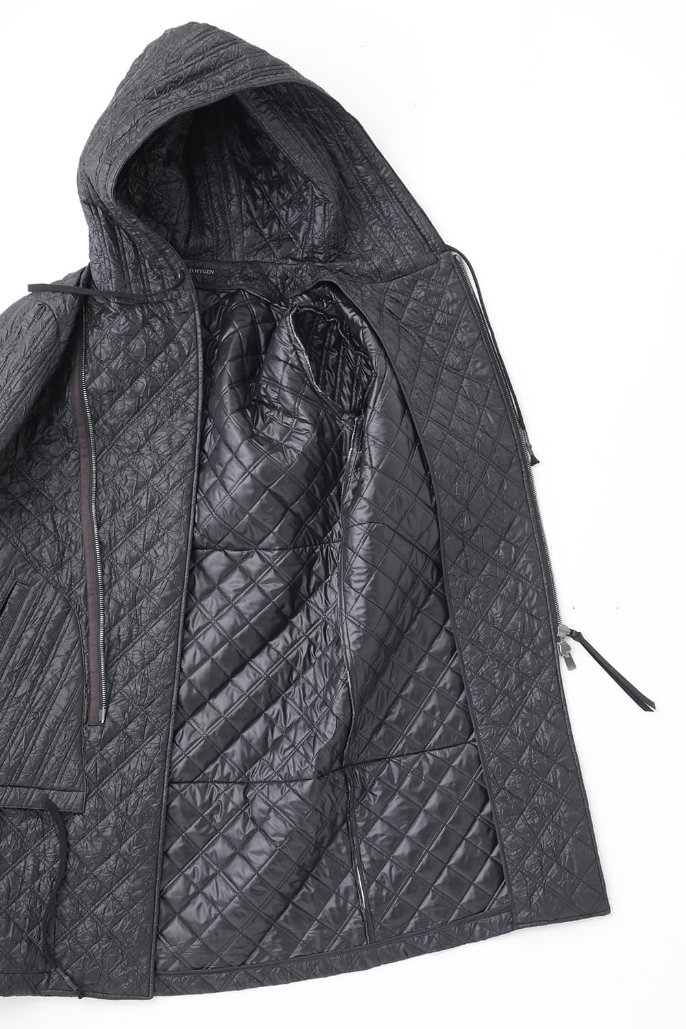 Winkle Washer Nylon Quilted Hooded Half Coat