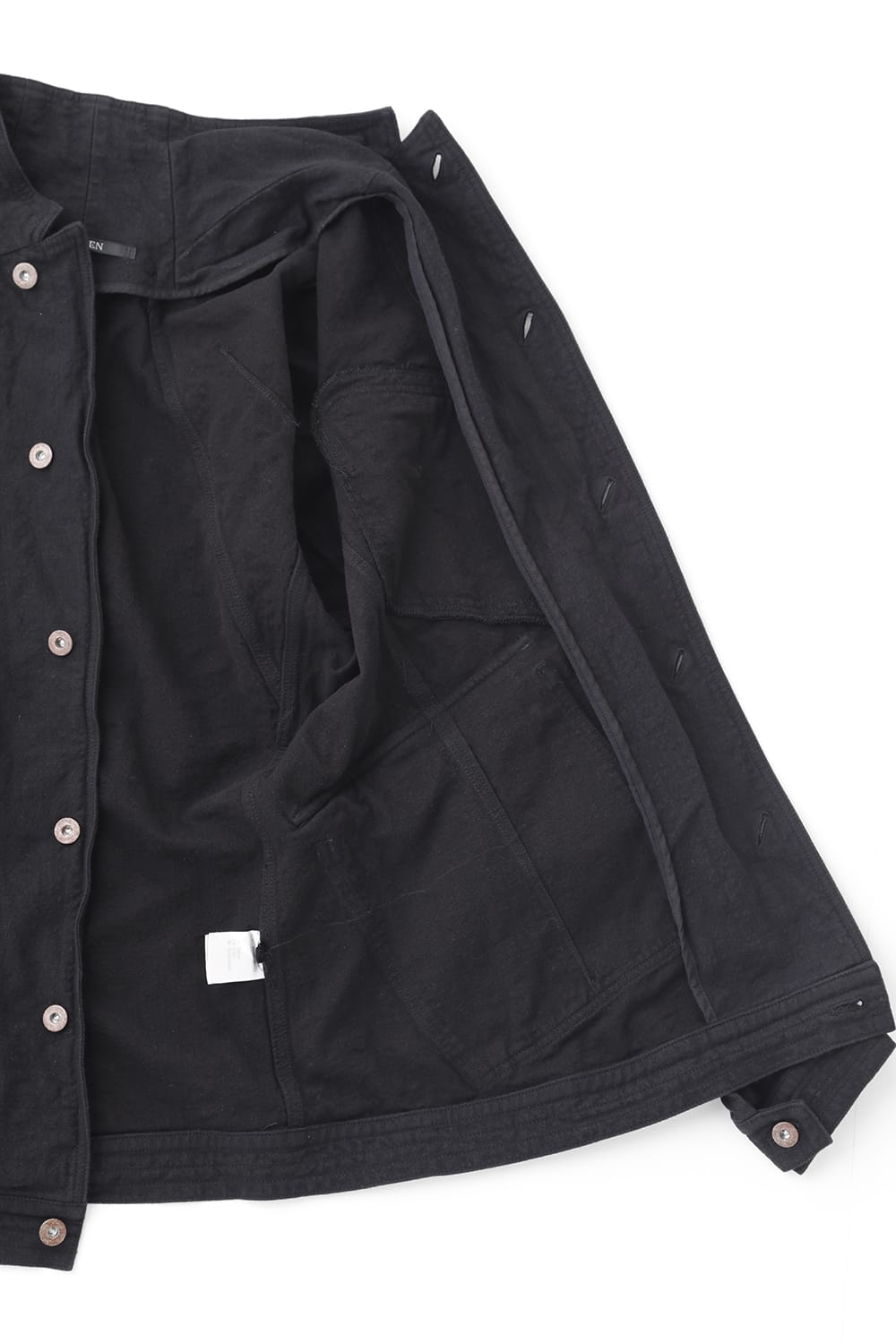 Random Dimple Stretch Cotton×Linen Worker Jacket  Black