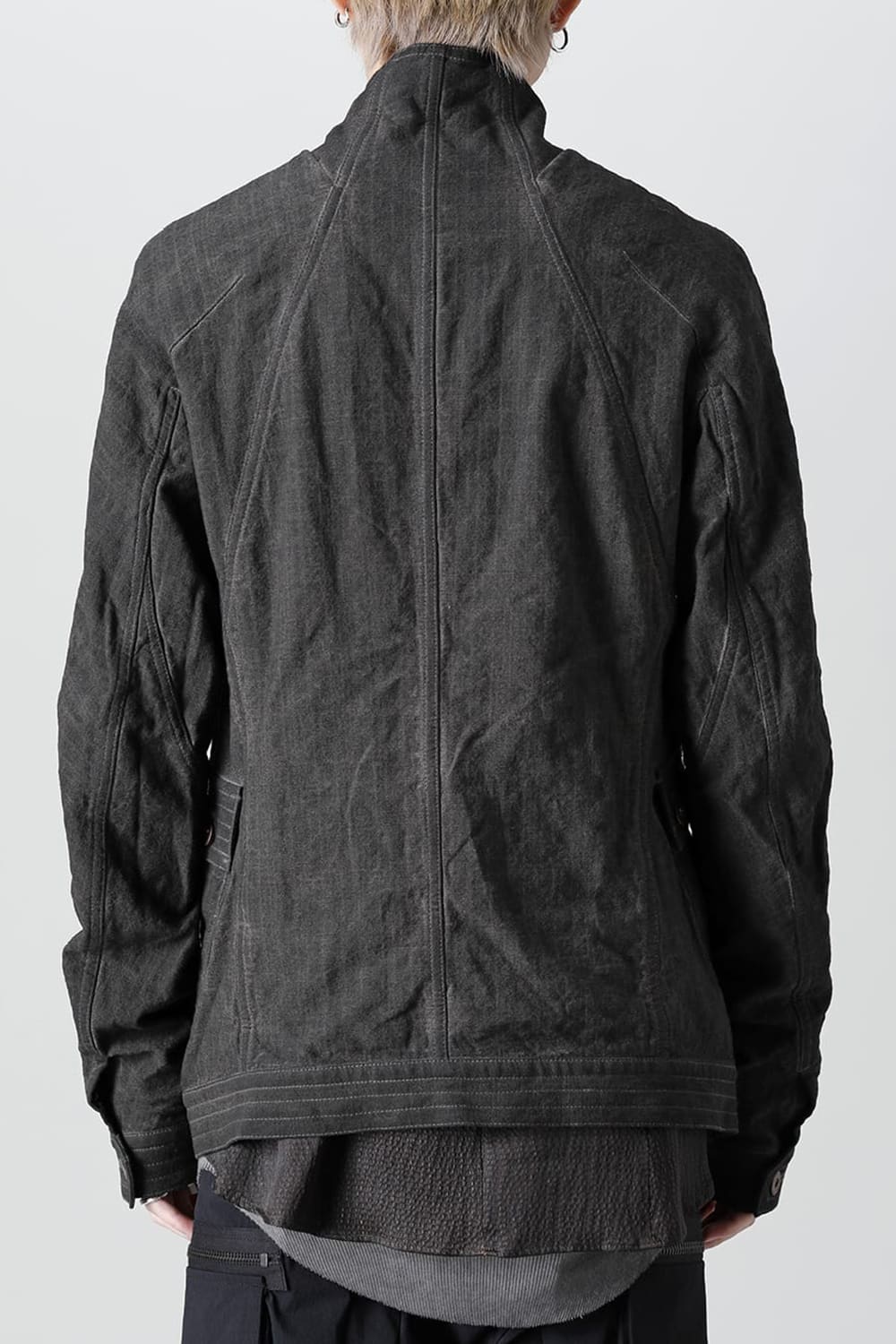 コットン×リネンランダムディンプルストレッチワーカージャケット  マッドブラウン