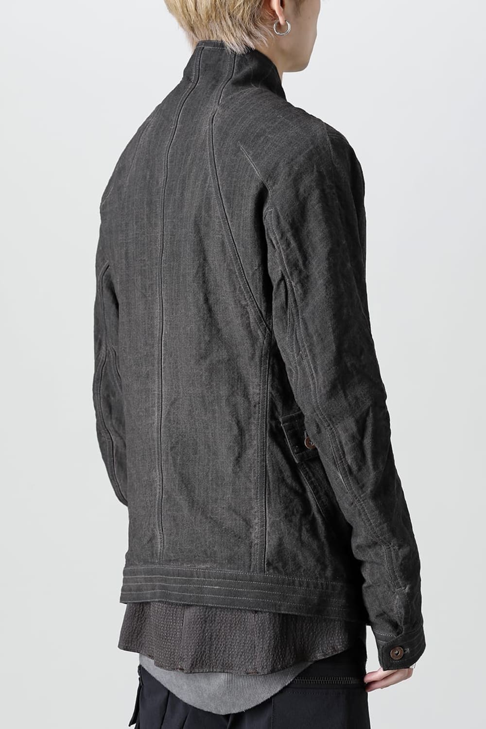 コットン×リネンランダムディンプルストレッチワーカージャケット  マッドブラウン