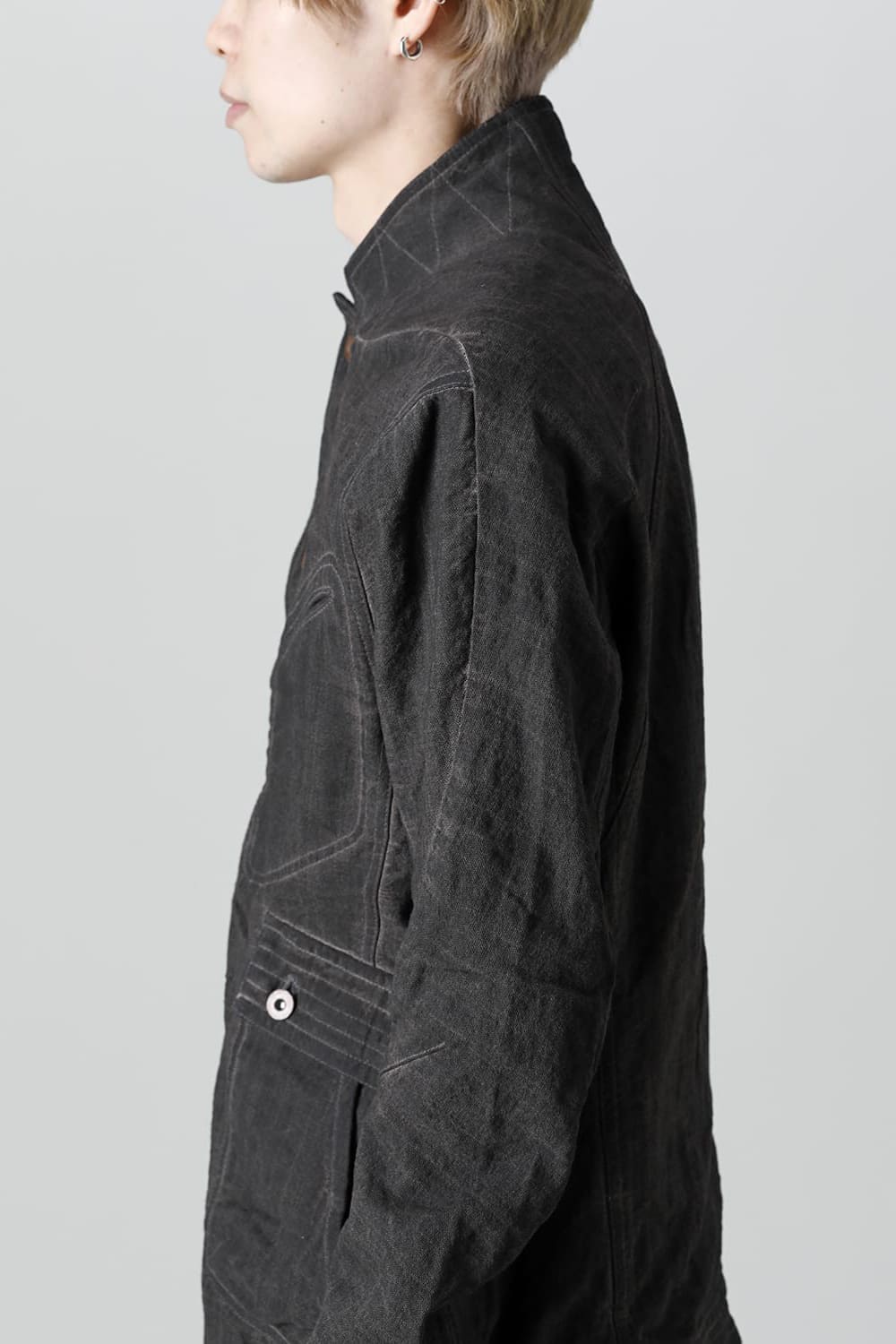 コットン×リネンランダムディンプルストレッチワーカージャケット  マッドブラウン