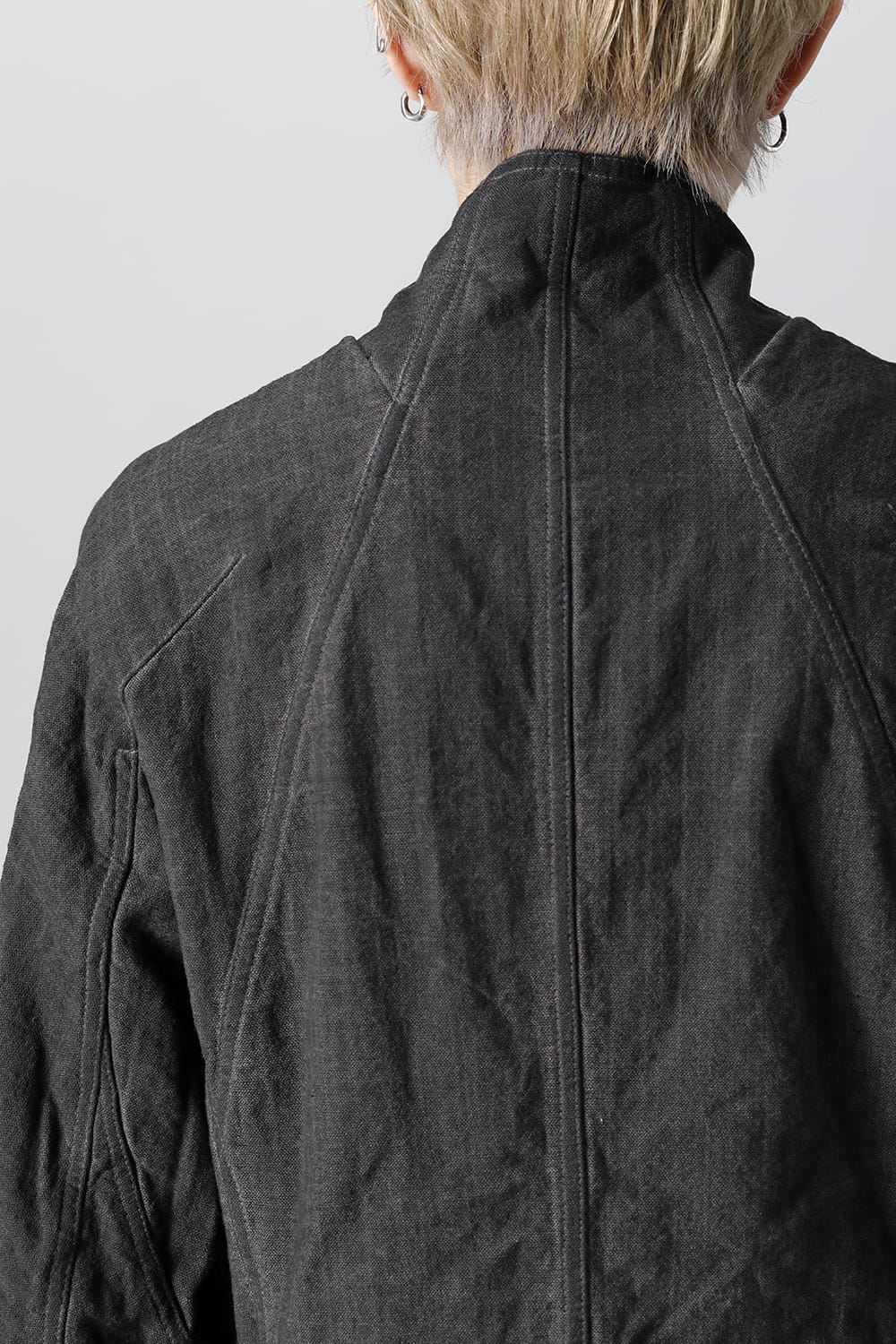 コットン×リネンランダムディンプルストレッチワーカージャケット  マッドブラウン